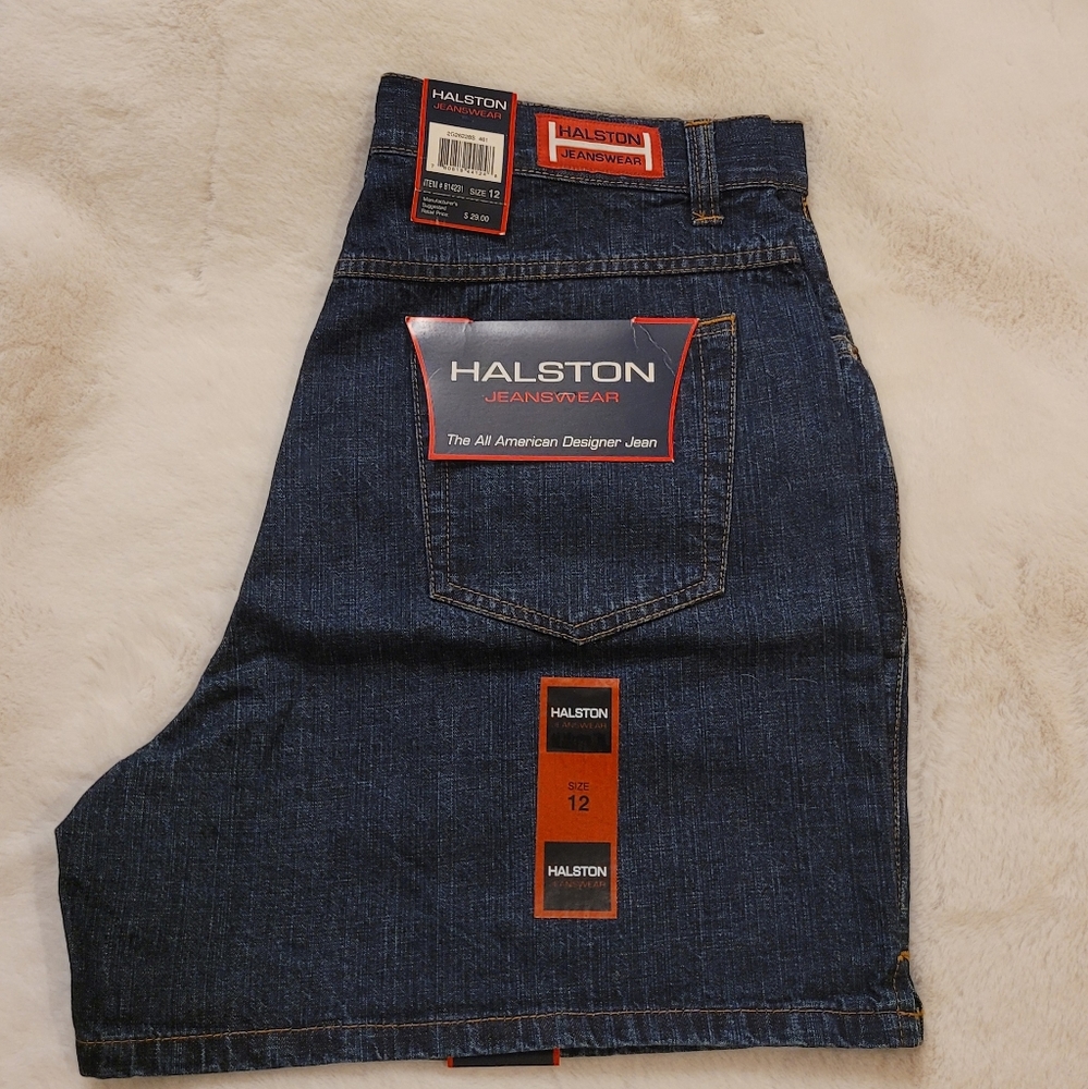 Vintage Halston Jeanswear High Rise Mom Denim Jean Shorts Size 12 New With Tag